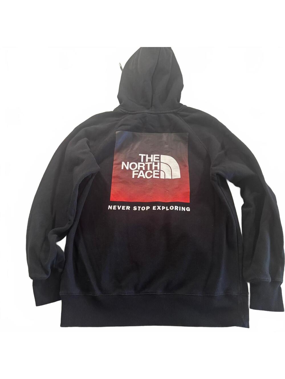 The North Face Box NSE Hoodie Women Small Black Red Ombre Graphic Pullover FA23